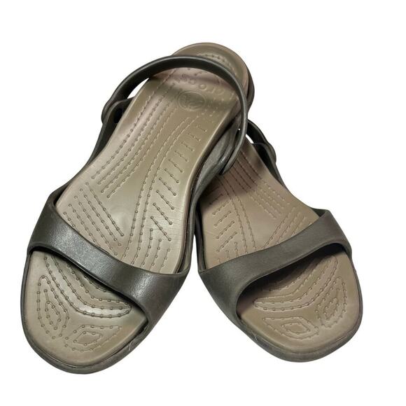 CROCS Sandals Ladies Taupe Size 10 - Picture 1 of 4